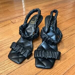 Sam‎ Edelman Marlena Padded Strap Heels Black Color Leather Upper Size 9